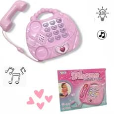 Telefone Musical Infantil Rosa Criança Com Som E Luzes