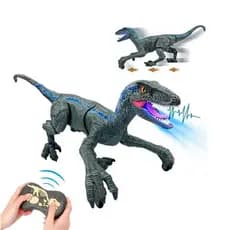 Dinossauro Rex Velociraptor Controle Remoto Recarregavel Pilha Com Luz  E Som