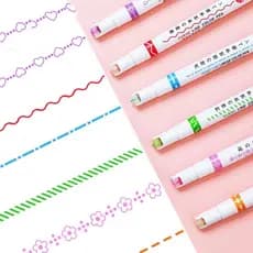 Caneta De 6 Peças Esboço De Flor Conta Manual Linha Dupla Onda Colorful Student Highlighter