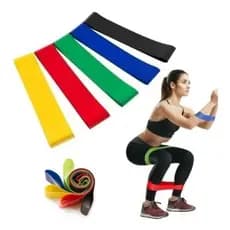 Kit 5 Faixa Elástica de Resistência Mini Band para Treino Yoga Pilates Treino Academia Musculação