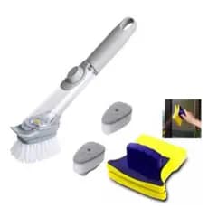 Kit Esponja Magnética Limpa Vidro e Escova Dispense De Detergente