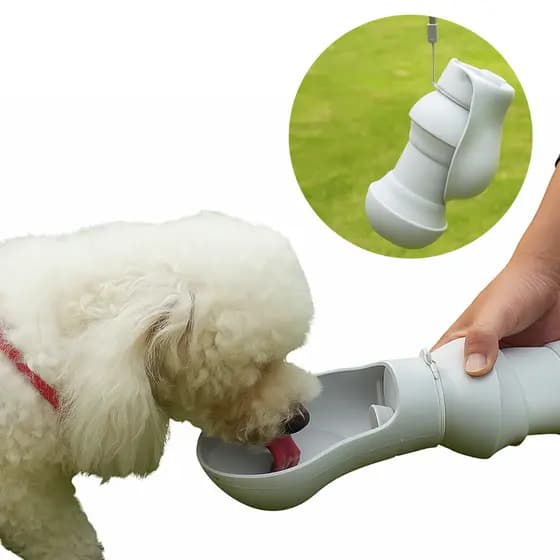 Garrafa Bebedouro Portátil Pet Dobrável Viagem Passeio Cachorro Gato