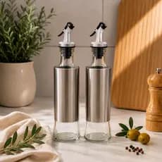 Kit 2 Porta Azeite Vinagre Óleo Vidro Jogo Galheteiro Temperos Gourmet Cozinha Mesa Posta Servir