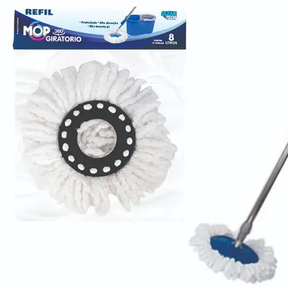 Refil Mop Giratório 13 ou 8 Litros Esfregão Limpeza Fácil Alta Absorção Eficiência Durabilidade
