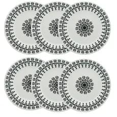 Kit Jogo 6 Pratos Rasos Biona Folk em Cerâmica Decorada 24 cm - Oxford