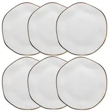Kit Jogo 6 Pratos Rasos Oxford Ryo Maresia Porcelana 27,5 cm