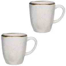 Conjunto Jogo 2 Canecas Xícara Porcelana Oxford Ryo Maresia Cor Areia 260 ml