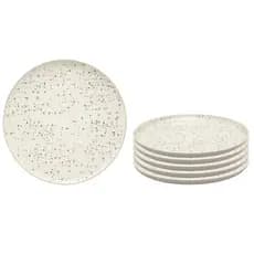 Kit Jogo 6 Pratos Sobremesa Oxford Flat Chuvisco 20 cm em Cerâmica Decorada