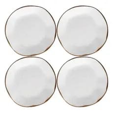 Kit Jogo 4 Pratos Fundos Oxford Ryo Maresia Porcelana 22,5 cm