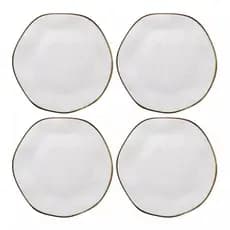 Kit Jogo 4 Pratos Rasos Oxford Ryo Maresia Porcelana 27,5 cm