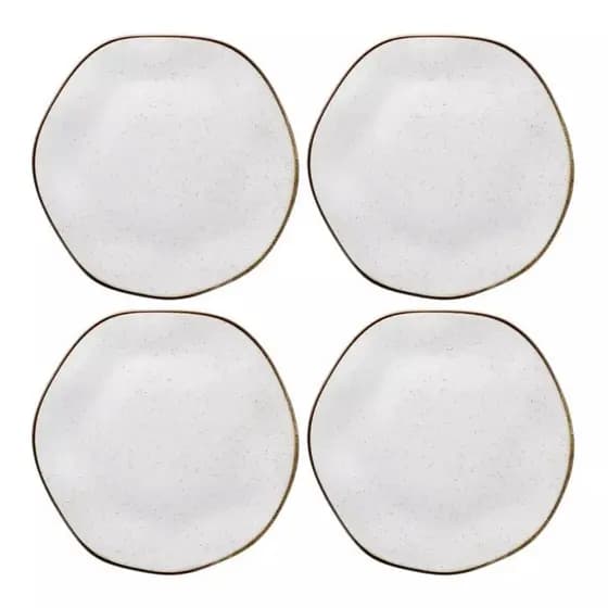 Kit Jogo 4 Pratos Sobremesa Oxford Ryo Maresia Porcelana 21,5 cm