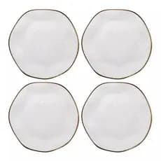 Kit Jogo 4 Pratos Sobremesa Oxford Ryo Maresia Porcelana 21,5 cm