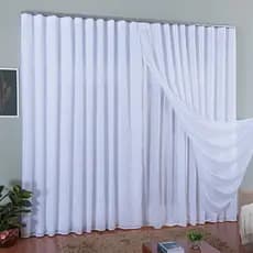 Cortina TRILHO SUIÇO SIMPLES Voal Gase de Linho Com Forro Alto Padrão Sala Quarto Escritório