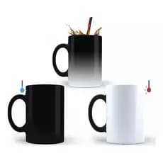 Caneca Mágica De Porcelana Preta Para Sublimação 325ml + Caixinha Individual