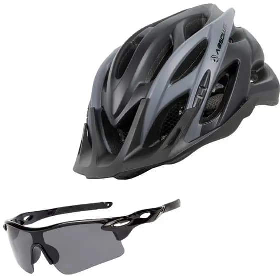 Capacete Bike Ciclismo Adulto MTB Leve Ajustável [M/G] com LED Traseiro + Óculos Esportivo