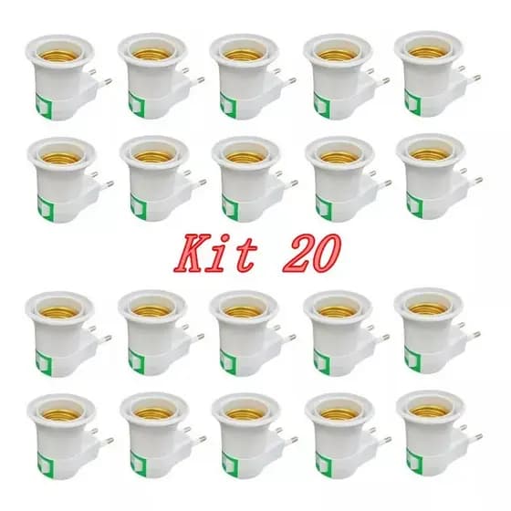 Kit 20 Soquete E27 Bocal Lâmpada Tomada Chave Liga Desliga