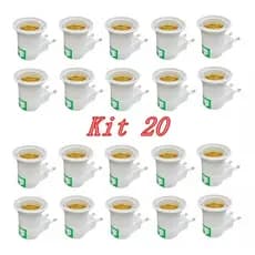 Kit 20 Soquete E27 Bocal Lâmpada Tomada Chave Liga Desliga