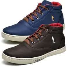 Tênis Infantil Masculino Menino Polo Blu Cano Alto Café e Azul Kit 2 Pares do 27 ao 36