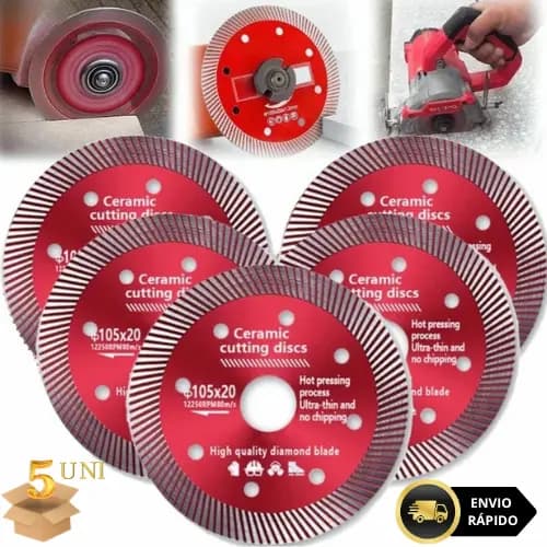 Disco de Corte Diamantado para Porcelanato 105mm x 20mm Super Fino 1,4mm Kit com 2 a 5 unidades