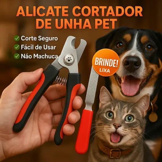 Alicate Pet Cortador de Unhas Profissional Tesoura para Cães e Gatos Porte Médio e Grande