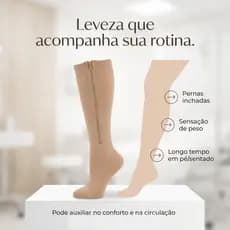 Meia de Compressão Medicinal com Zíper Alívio de Dores, Varizes Inchaço Má Circulação