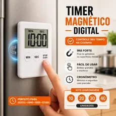 Kit 10 Cronômetro Digital Timer Magnético Alarme Bip Portátil Atacado