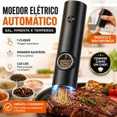 Kit Moedor Elétrico Sal e Pimenta Temperos Automático Com Ajuste De Moagem