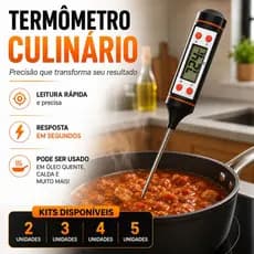 Kit Termômetro Culinário Digital Tipo Espeto Para Alimentos Cozinha Churrasco
