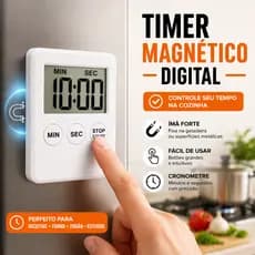 Kit Cronômetro Digital Timer Temporizador Magnético Alarme Bip Cozinha Academia Estudos