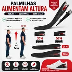 Kit Palmilha Aumenta Altura Compensatória 3 ou 5 cm Amortecedora Tamanho Ajustável