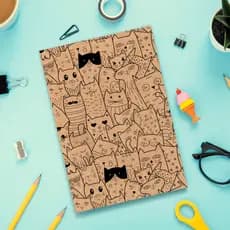 Sketchbook Booklet  Kraft Gatos 72 Páginas Caderno de Anotações Desenho