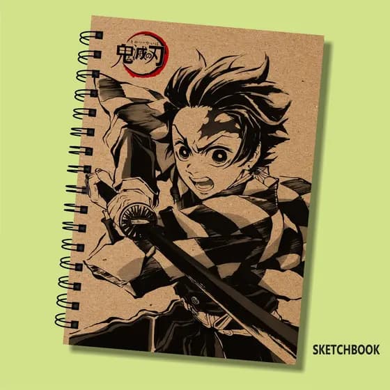 Bloco Sketchbook Kraft Demon Slayer Offset 180g  A5  A4 100 Páginas 50fls desenho artístico mangá pintura esboço