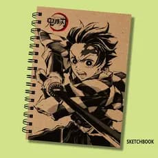 Bloco Sketchbook Kraft Demon Slayer Offset 180g  A5  A4 100 Páginas 50fls desenho artístico mangá pintura esboço