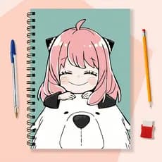 Caderno Universitário Personalizado Anime Spy x Family Anya 1 mat 96fls, 5 mats 120fls, 10 mats 160fls, 15 mats 180 fls