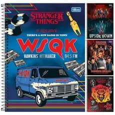 Kit C/ 4 Caderno Universitário Stranger Things TILIBRA Capa Dura ESPIRAL - 10M 160 Folhas