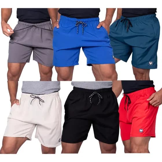 Kits Short Praia Masculino Com Elastano Bermudas Mauricinho Academia Treino Crossfit Bermuda Calção Tactel