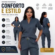 Pijama Cirúrgico Hospitalar Jogger Gola Padre Scrubs de Clínicas Oxford Premium Não Amassa