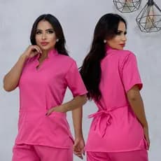 Bata Blusa Hospitalar Oxford Cores Liso Toque Macio Não Amassa Ajustável Moderno Hospital