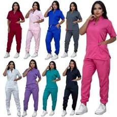 Pijama Cirúrgico Hospital Clinica Scrub Acinturado Uniforme profissional Gola Padre Elegante Linha Premium