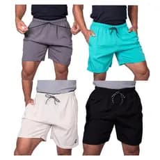 Kit 4 Short Masculino Mauricinho Tactel Elastano Praia Treino Casual Esporte Academia Com 3 Bolsos Estilo Casual