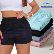 Shorts Cargo Moderno Feminino Moletinho Moderno  Kit 1/2/3/4 Casual Despojado Confortável  Bermuda Elegante Tendência