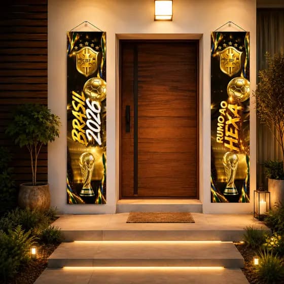 Faixas Premium Kit 2 Banner Painel Decorativo Brasil Peças Painel Vertical Copa Parede Banner Sala Bar Estabelecimento