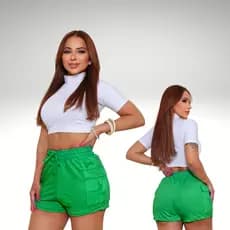 Short Cargo Despojado Moletinho Feminino Casual Confortável Soltinho Bermuda Bolso Elegante  Envio Rápido  Tendência