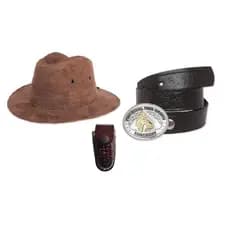 Kit Cowboy Infantil Chapéu + Bainha + Cinto De Couro Para Criança