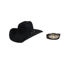 Kit Chapéu Mundial Aveludado Original + Cinto Cowboy Couro Para Criança