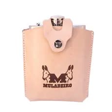 Porta Bebida Uisque Couro Legítimo Muladeiro + Cantil Inox 8 Oz