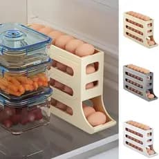 Porta Ovos Suporte 4 Andares Rolante Para 30 Ovos Dispenser Armazena e organizador de Geladeira