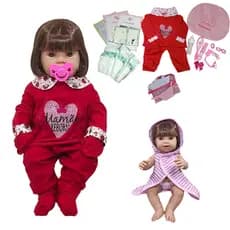 Boneca Bebê Mamãe Reborn 100% Silicone Bolsa + 28 Itens - 45cm!