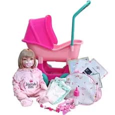 Bebê Reborn Silicone Enxoval 28 Itens Boneca Carrinho Berço - 48cm!