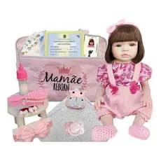 Bebê Reborn Menina 100% Silicone Enxoval Completo - 29 Itens